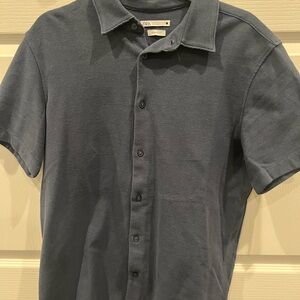 Zara Men's Casual Navy Button Down Shirt